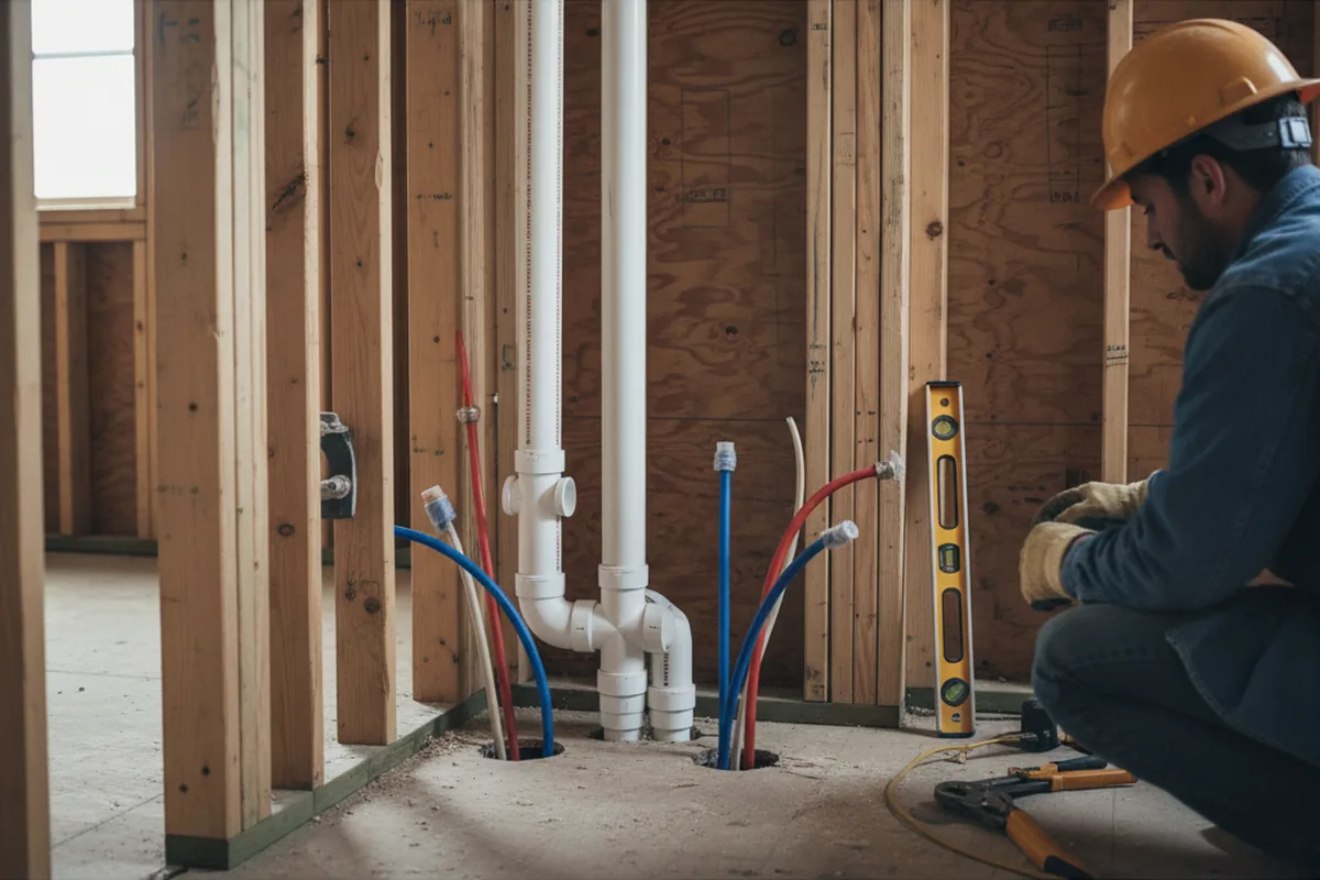 Drain and supply rough-in during Sump Pump Repair in Joppa